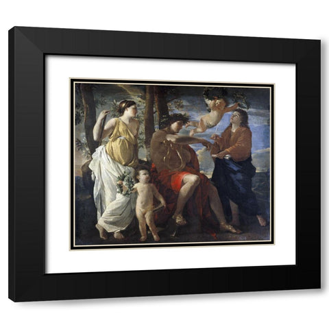 Poets Inspiration Black Modern Wood Framed Art Print with Double Matting by Poussin, Nicolas