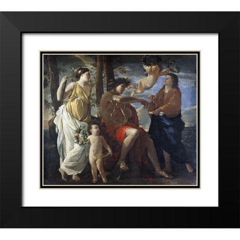 Poets Inspiration Black Modern Wood Framed Art Print with Double Matting by Poussin, Nicolas