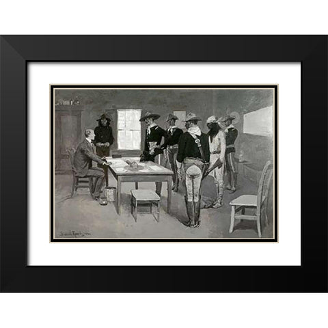 Apache Before The Indian Agency Black Modern Wood Framed Art Print with Double Matting by Remington, Frederic