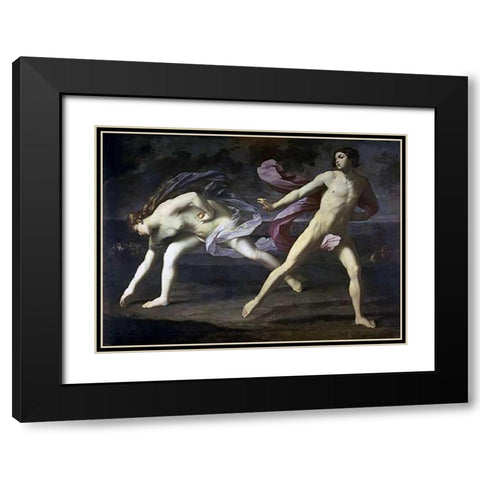 Atalanta and Hippomenes Black Modern Wood Framed Art Print with Double Matting by Reni, Guido