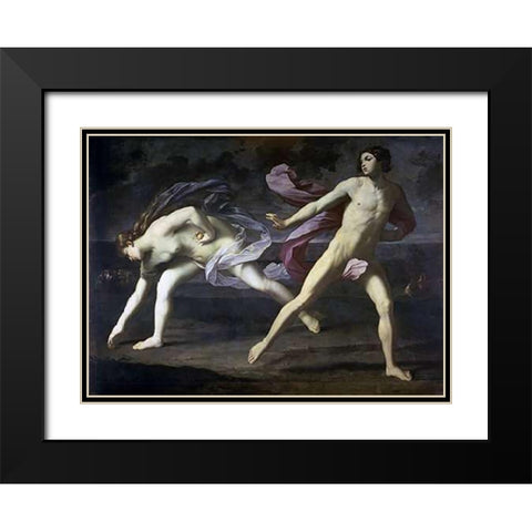 Atalanta and Hippomenes Black Modern Wood Framed Art Print with Double Matting by Reni, Guido