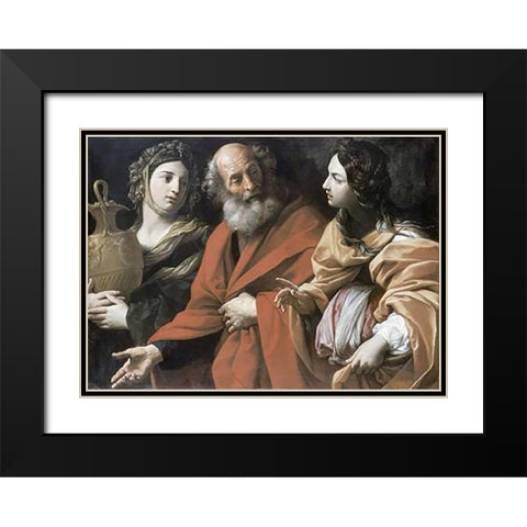 Lot and His Daughters Black Modern Wood Framed Art Print with Double Matting by Reni, Guido