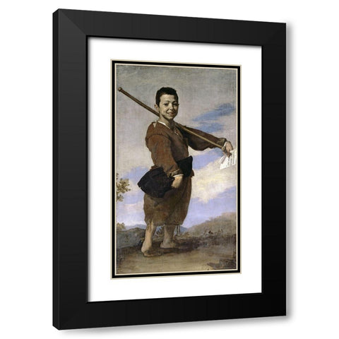 Club-Footed Boy Black Modern Wood Framed Art Print with Double Matting by Ribera, Jusepe de