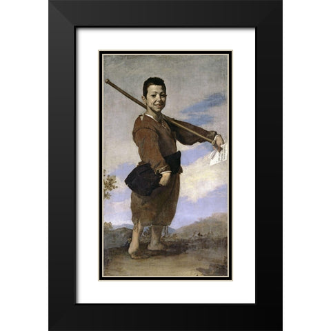Club-Footed Boy Black Modern Wood Framed Art Print with Double Matting by Ribera, Jusepe de