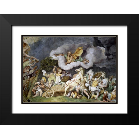 Diomede Uccide Tideo Black Modern Wood Framed Art Print with Double Matting by Romano, Giulio