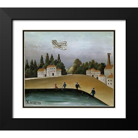 Fishermen with their Lines Black Modern Wood Framed Art Print with Double Matting by Rousseau, Henri