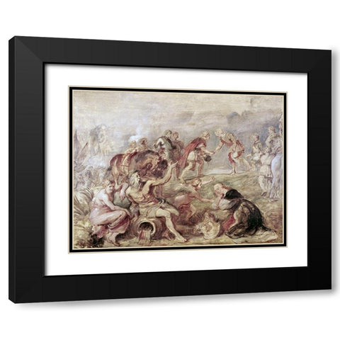 Meeting of The Two Ferdinands Black Modern Wood Framed Art Print with Double Matting by Rubens, Peter Paul
