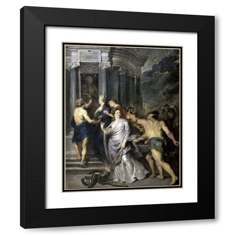 Peace of Angers (Life of Marie De Medici, Queen of France) Black Modern Wood Framed Art Print with Double Matting by Rubens, Peter Paul