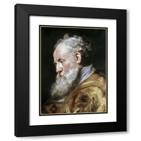 Saint Ambrose Black Modern Wood Framed Art Print with Double Matting by Rubens, Peter Paul