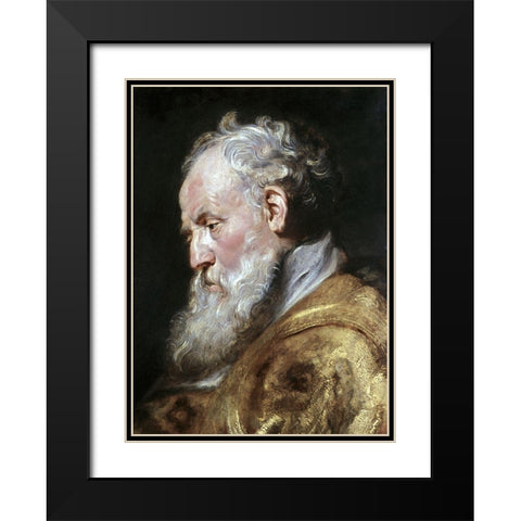 Saint Ambrose Black Modern Wood Framed Art Print with Double Matting by Rubens, Peter Paul
