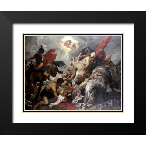 The Conversion of St. Paul Black Modern Wood Framed Art Print with Double Matting by Rubens, Peter Paul