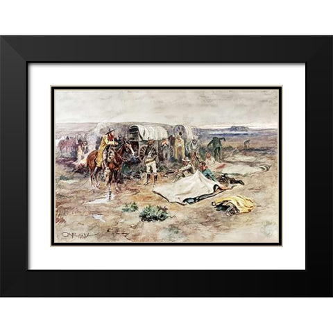 Calling The Horses Black Modern Wood Framed Art Print with Double Matting by Russell, Charles