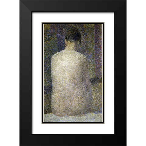 Pose From The Back Black Modern Wood Framed Art Print with Double Matting by Seurat, Georges