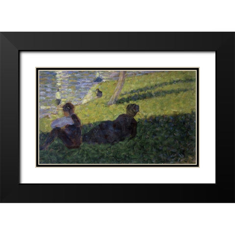 Study for A Sunday on La Grande Jatte I Black Modern Wood Framed Art Print with Double Matting by Seurat, Georges