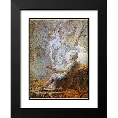 Liberation of Saint Peter Black Modern Wood Framed Art Print with Double Matting by Tiepolo, Giovanni Battista
