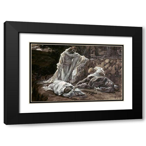 Could Ye Not Watch With Me One Hour Black Modern Wood Framed Art Print with Double Matting by Tissot, James