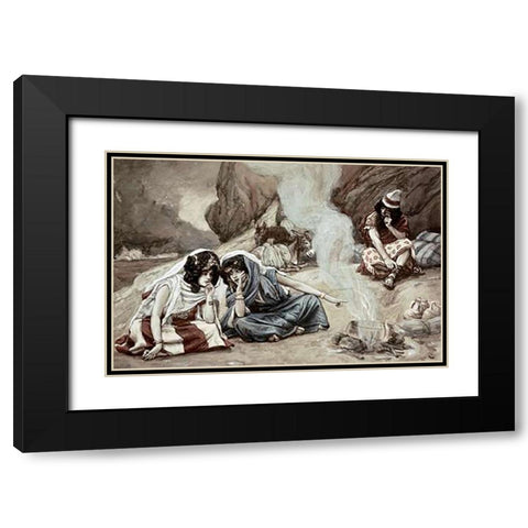 Daughters of Lot Black Modern Wood Framed Art Print with Double Matting by Tissot, James