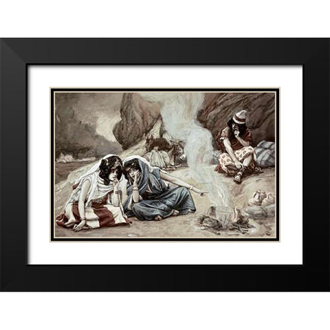 Daughters of Lot Black Modern Wood Framed Art Print with Double Matting by Tissot, James
