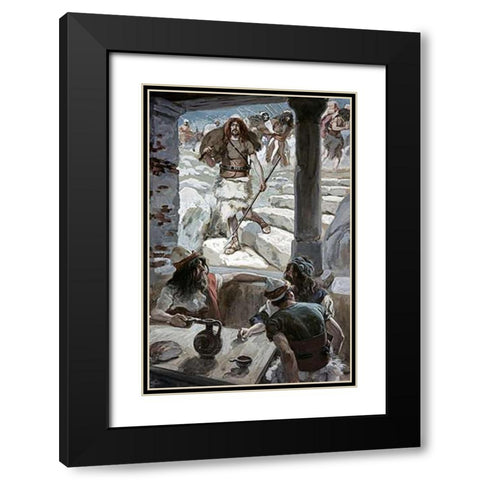 David Returns To Achish Black Modern Wood Framed Art Print with Double Matting by Tissot, James