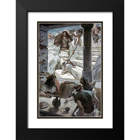 David Returns To Achish Black Modern Wood Framed Art Print with Double Matting by Tissot, James