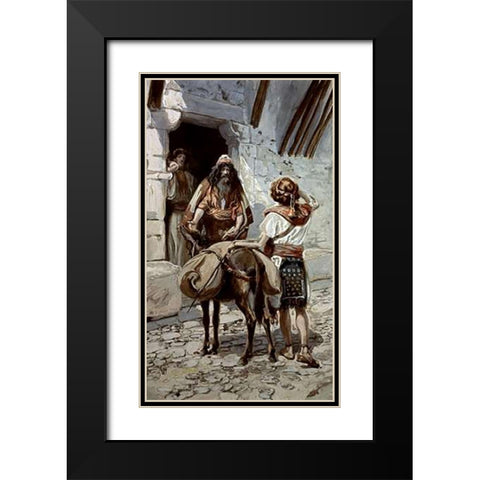 David Takes Saul The Presents From Jesse Black Modern Wood Framed Art Print with Double Matting by Tissot, James
