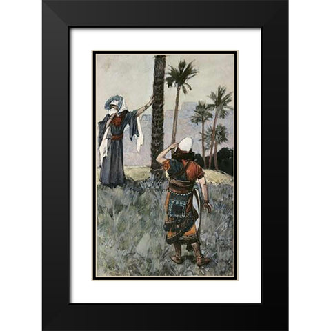 Deborah Beneath The Palm Tree Black Modern Wood Framed Art Print with Double Matting by Tissot, James