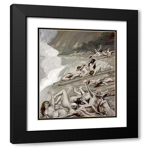 Deluge Black Modern Wood Framed Art Print with Double Matting by Tissot, James
