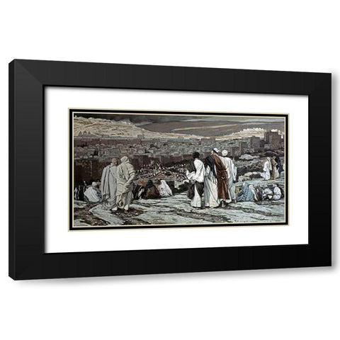 Disciples Watch From Afar Black Modern Wood Framed Art Print with Double Matting by Tissot, James