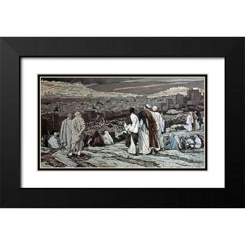 Disciples Watch From Afar Black Modern Wood Framed Art Print with Double Matting by Tissot, James