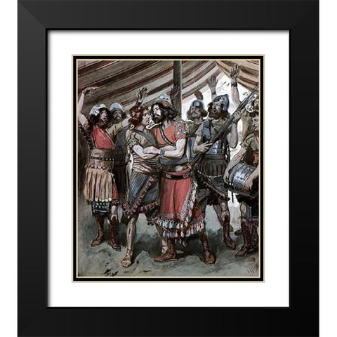 Friendship of Jonathan and David Black Modern Wood Framed Art Print with Double Matting by Tissot, James