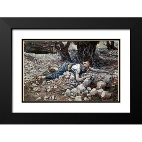 Hidden Treasure Black Modern Wood Framed Art Print with Double Matting by Tissot, James