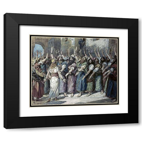 Israelites Declare Vengeance Black Modern Wood Framed Art Print with Double Matting by Tissot, James
