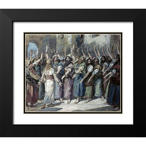 Israelites Declare Vengeance Black Modern Wood Framed Art Print with Double Matting by Tissot, James