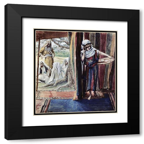 Sarah Hears and Laughs Black Modern Wood Framed Art Print with Double Matting by Tissot, James