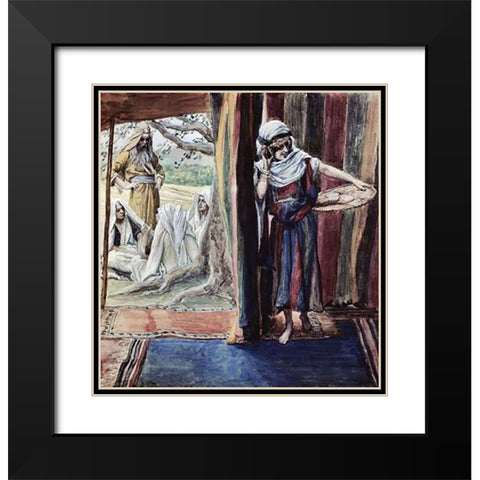 Sarah Hears and Laughs Black Modern Wood Framed Art Print with Double Matting by Tissot, James