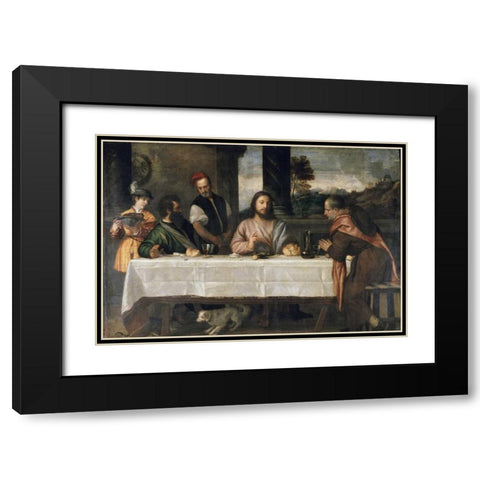 Supper at Emmaus Black Modern Wood Framed Art Print with Double Matting by Titian