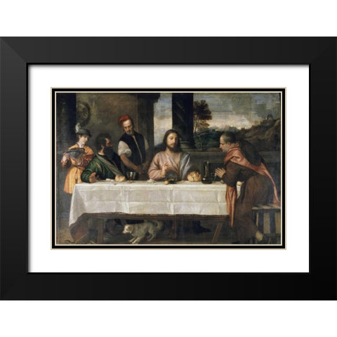 Supper at Emmaus Black Modern Wood Framed Art Print with Double Matting by Titian