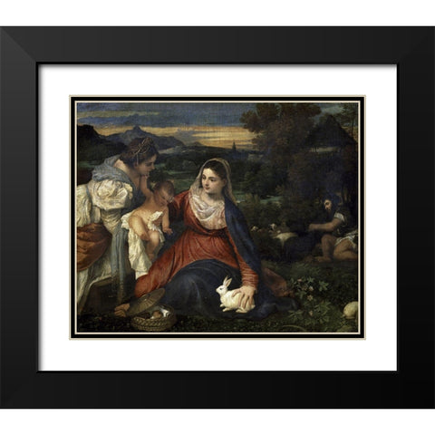 Virgin and Child With Saint Catherine Black Modern Wood Framed Art Print with Double Matting by Titian