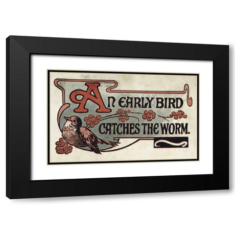 An Early Bird Catches The Worm Black Modern Wood Framed Art Print with Double Matting by Unknown