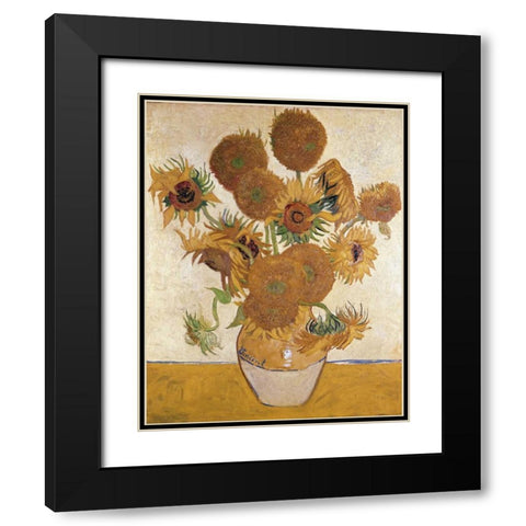 Sunflowers, 1888 Black Modern Wood Framed Art Print with Double Matting by Van Gogh, Vincent