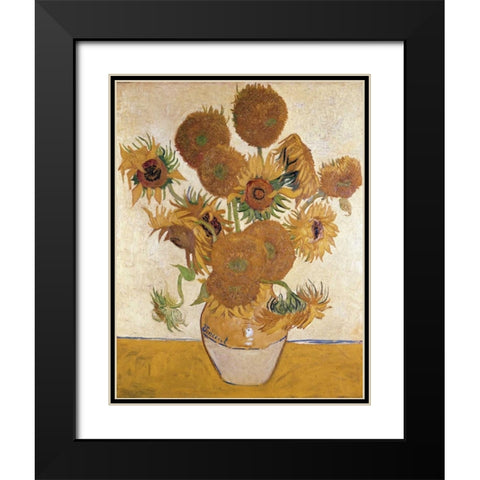 Sunflowers, 1888 Black Modern Wood Framed Art Print with Double Matting by Van Gogh, Vincent