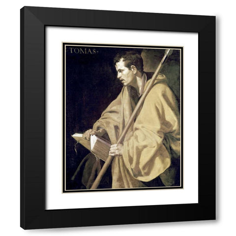 Saint Thomas Black Modern Wood Framed Art Print with Double Matting by Velazquez, Diego