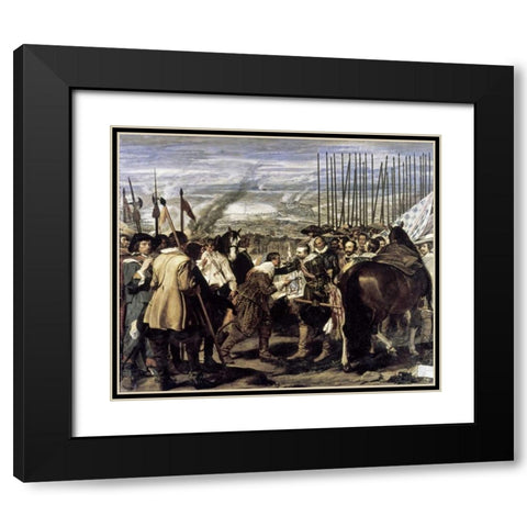 Surrender of Breda - The Spears Black Modern Wood Framed Art Print with Double Matting by Velazquez, Diego