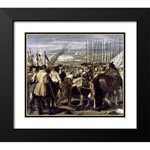 Surrender of Breda - The Spears Black Modern Wood Framed Art Print with Double Matting by Velazquez, Diego