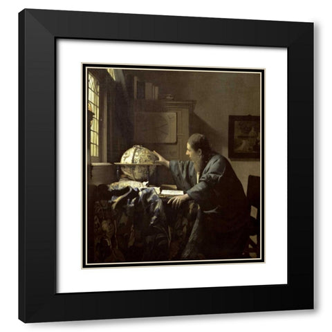 The Astronomer Black Modern Wood Framed Art Print with Double Matting by Vermeer, Johannes