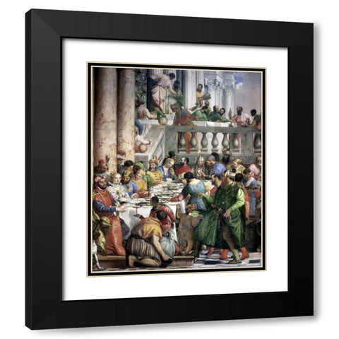 Marriage at Cana - Detail Black Modern Wood Framed Art Print with Double Matting by Veronese, Paolo