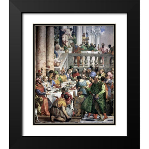 Marriage at Cana - Detail Black Modern Wood Framed Art Print with Double Matting by Veronese, Paolo
