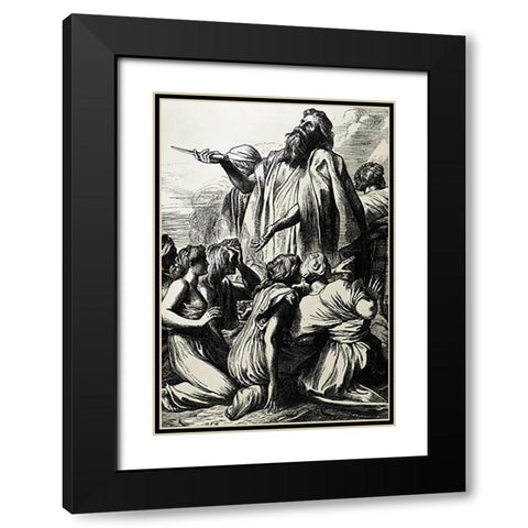 Samuel Rescues Israel Black Modern Wood Framed Art Print with Double Matting by Watts, George Frederick