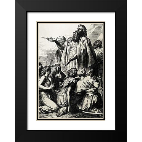 Samuel Rescues Israel Black Modern Wood Framed Art Print with Double Matting by Watts, George Frederick