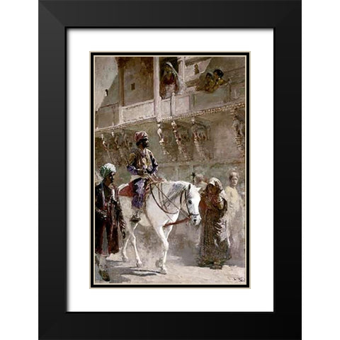 Triumphal Procession Black Modern Wood Framed Art Print with Double Matting by Weeks, Edwin Lord